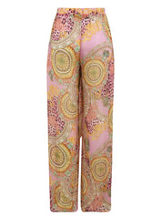 Pantalone donna a palazzo con fantasia multicolore