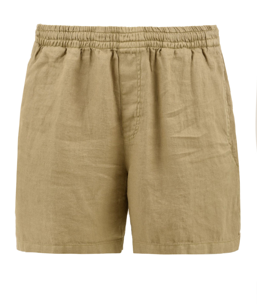 Shorts uomo in canapa naturale beige con vita elastica