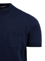 Maglia uomo a costine blu con tasca