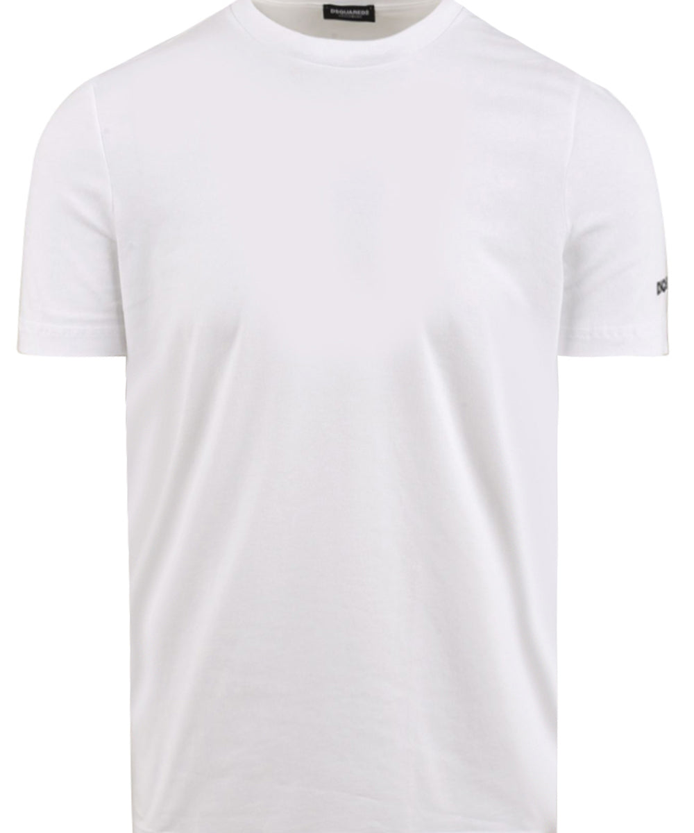 T-shirt Uomo bianca in cotone con logo cucito