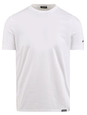 T-shirt Uomo bianca in cotone con logo cucito