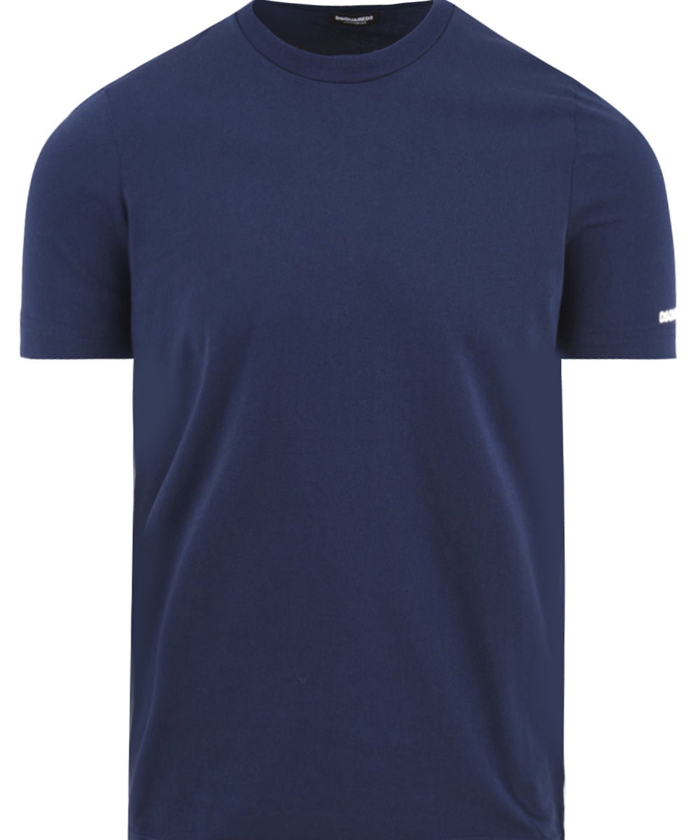 T-shirt Uomo blu in cotone con logo bianco