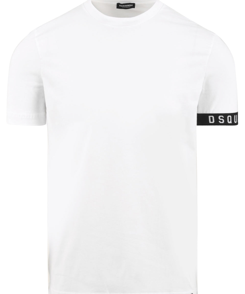 T-shirt uomo in cotone bianco con lettering logo