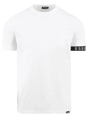 T-shirt uomo in cotone bianco con lettering logo