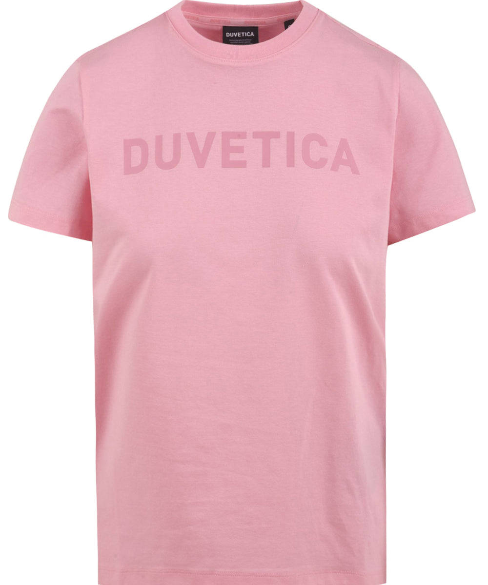 T-shirt donna con stampa rosa in misto cotone