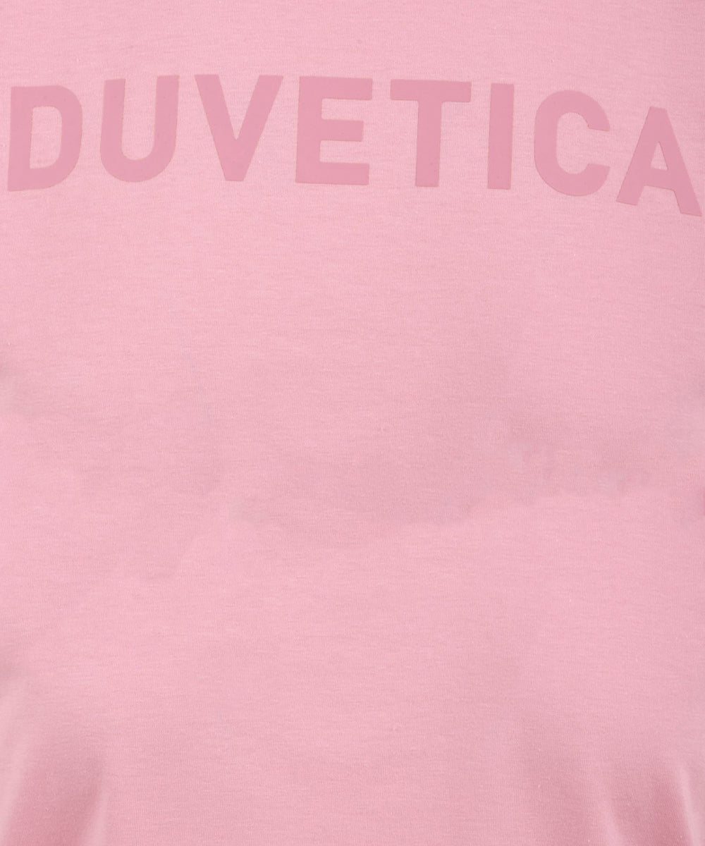 T-shirt donna con stampa rosa in misto cotone