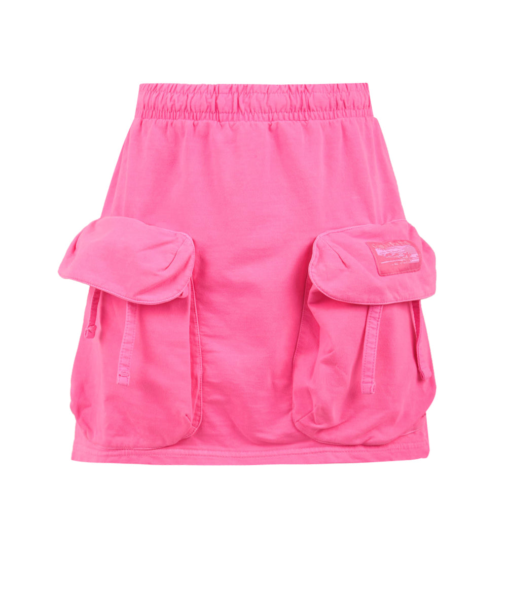 Gonna donna cargo in cotone rosa mini