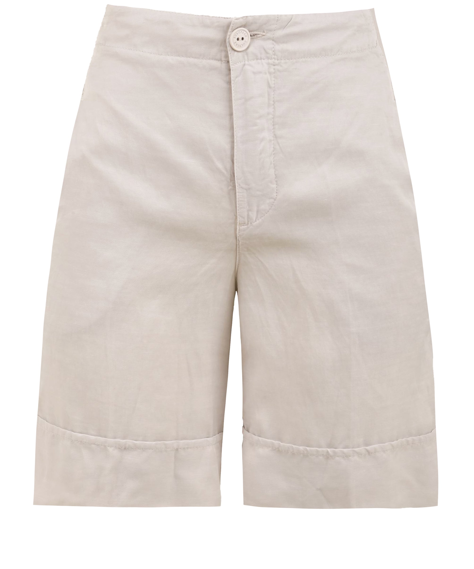 Shorts donna bianco in viscosa e lino con bottone