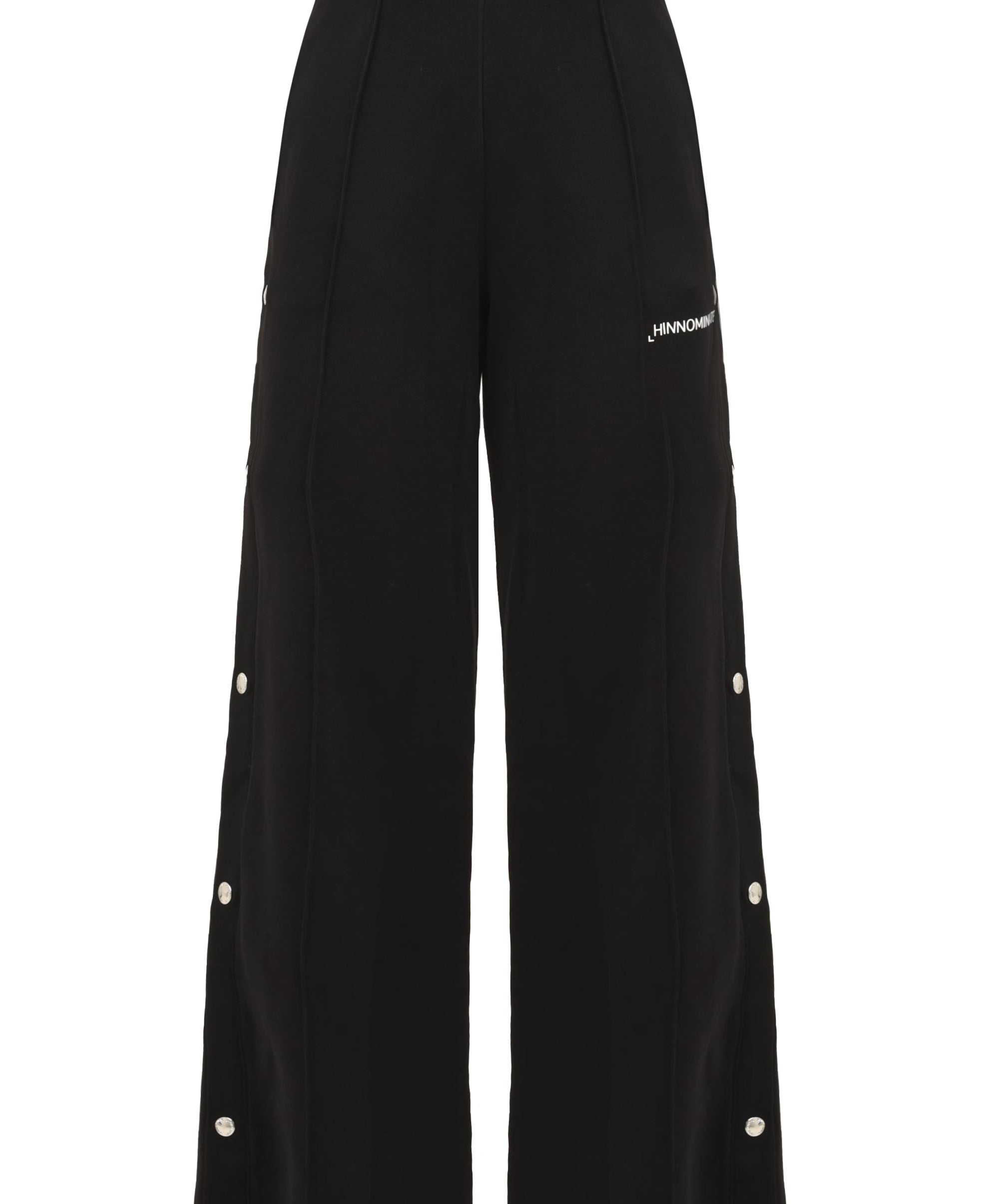 Pantalone donna con bottoni laterali e vita elastica nero