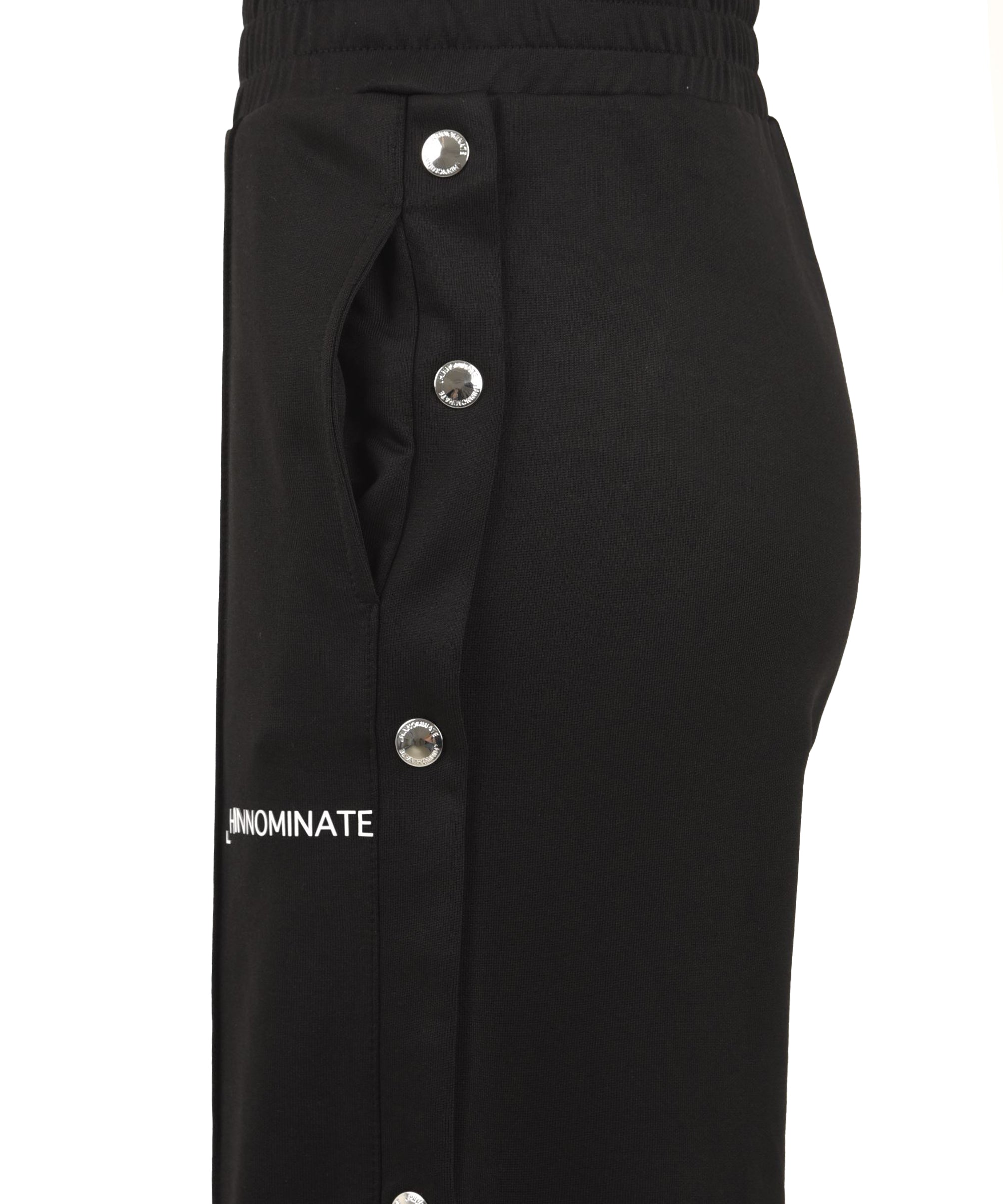 Pantalone donna con bottoni laterali e vita elastica nero