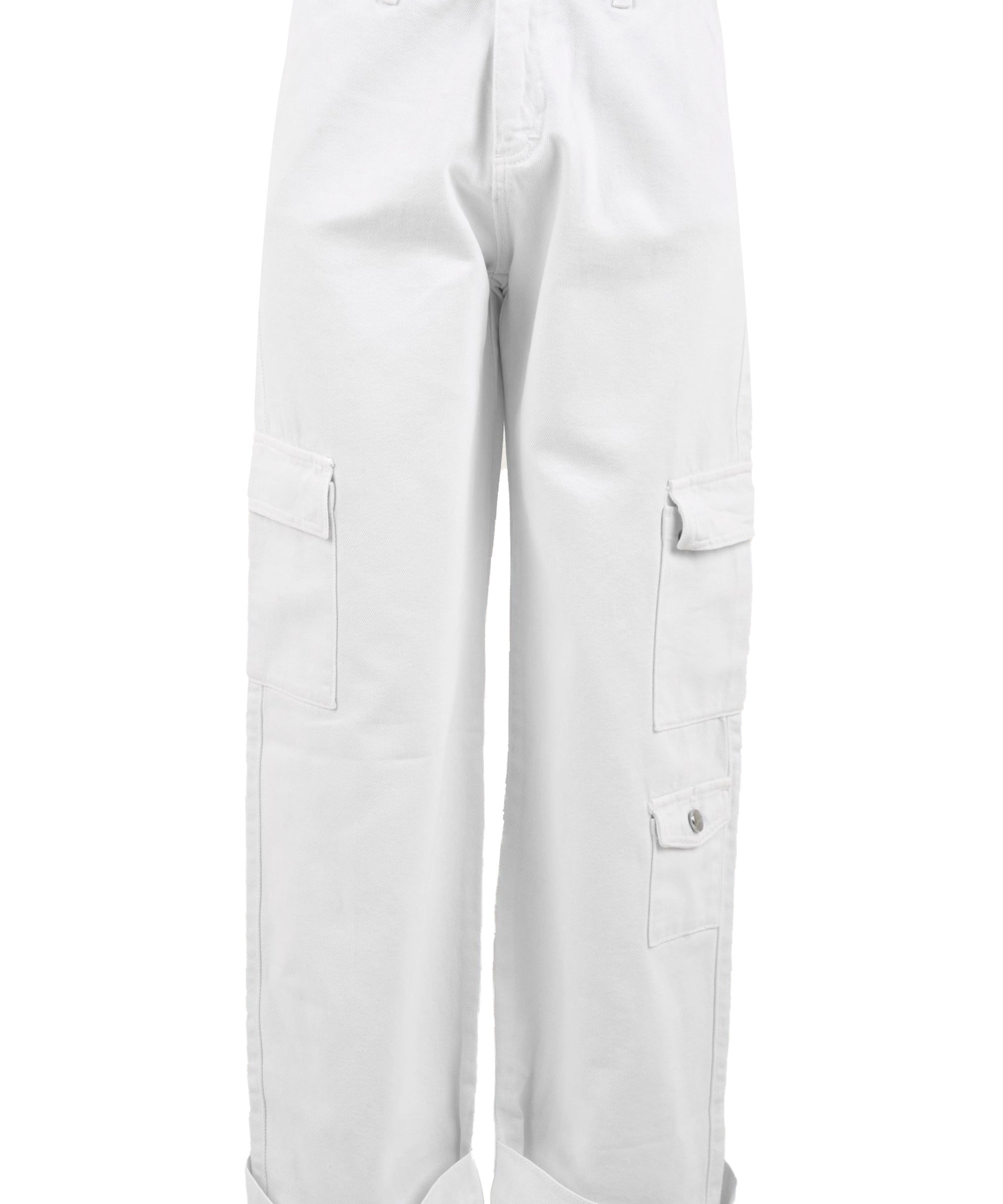 Pantalone donna bianco stile cargo con tasche