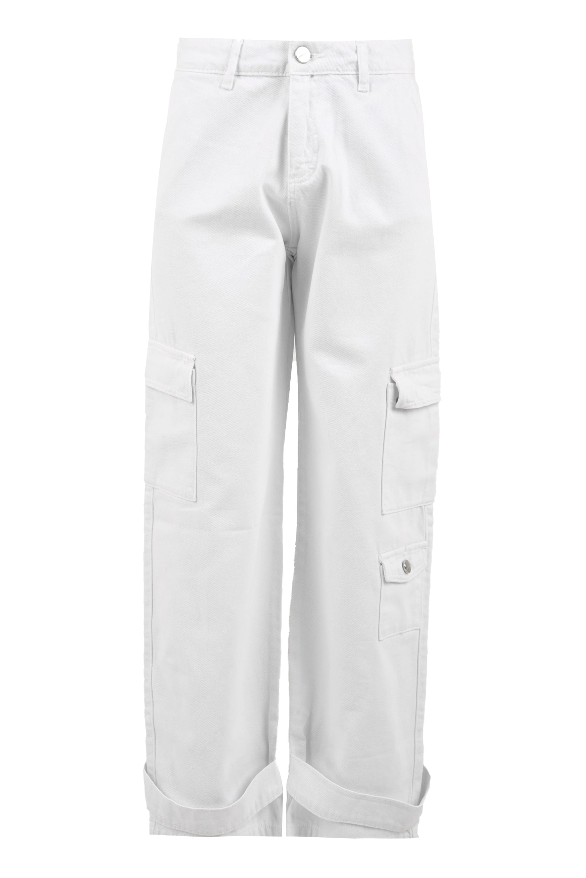 Pantalone donna bianco stile cargo con tasche