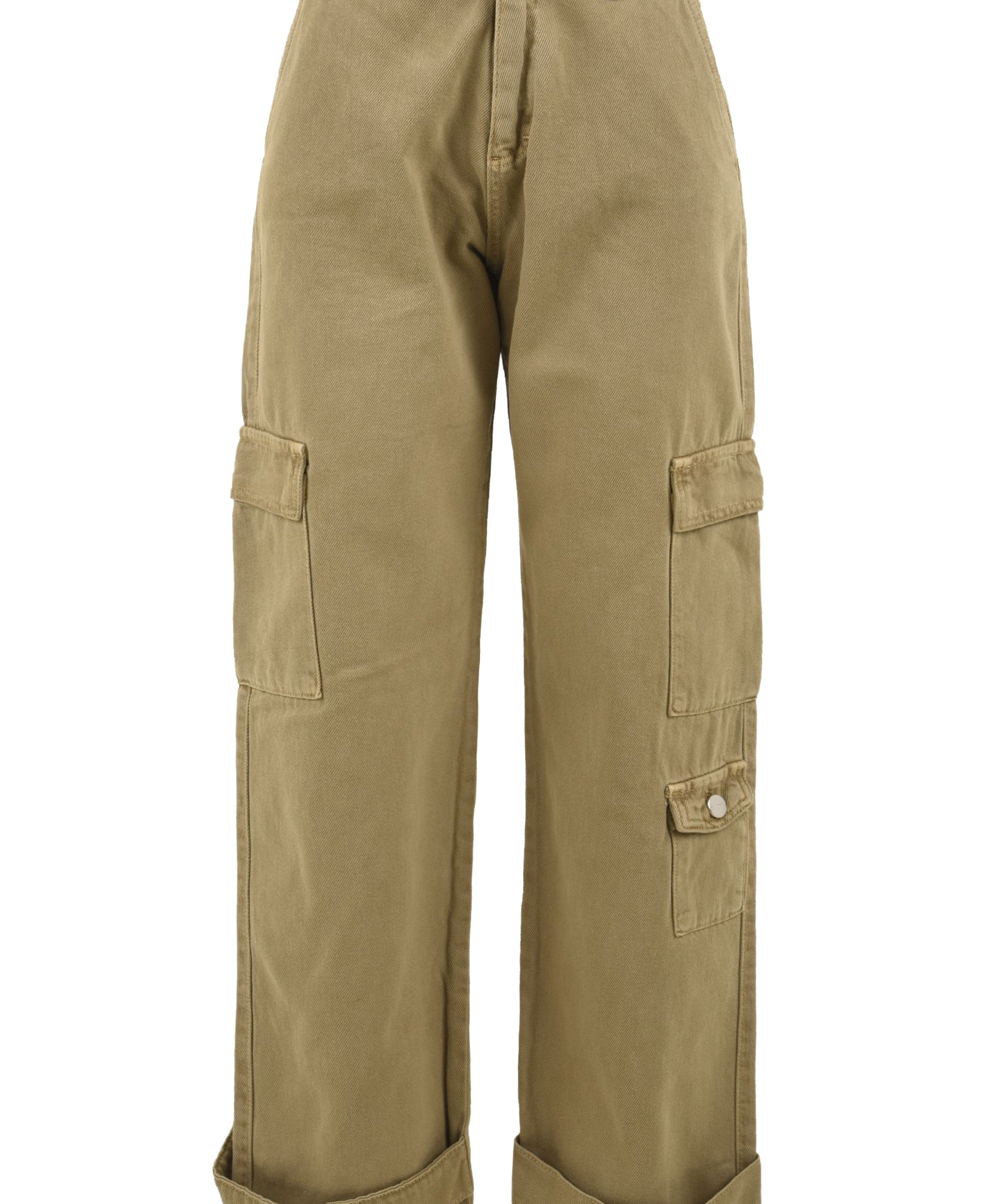 Pantalone donna con tasche cargo laterali in cotone