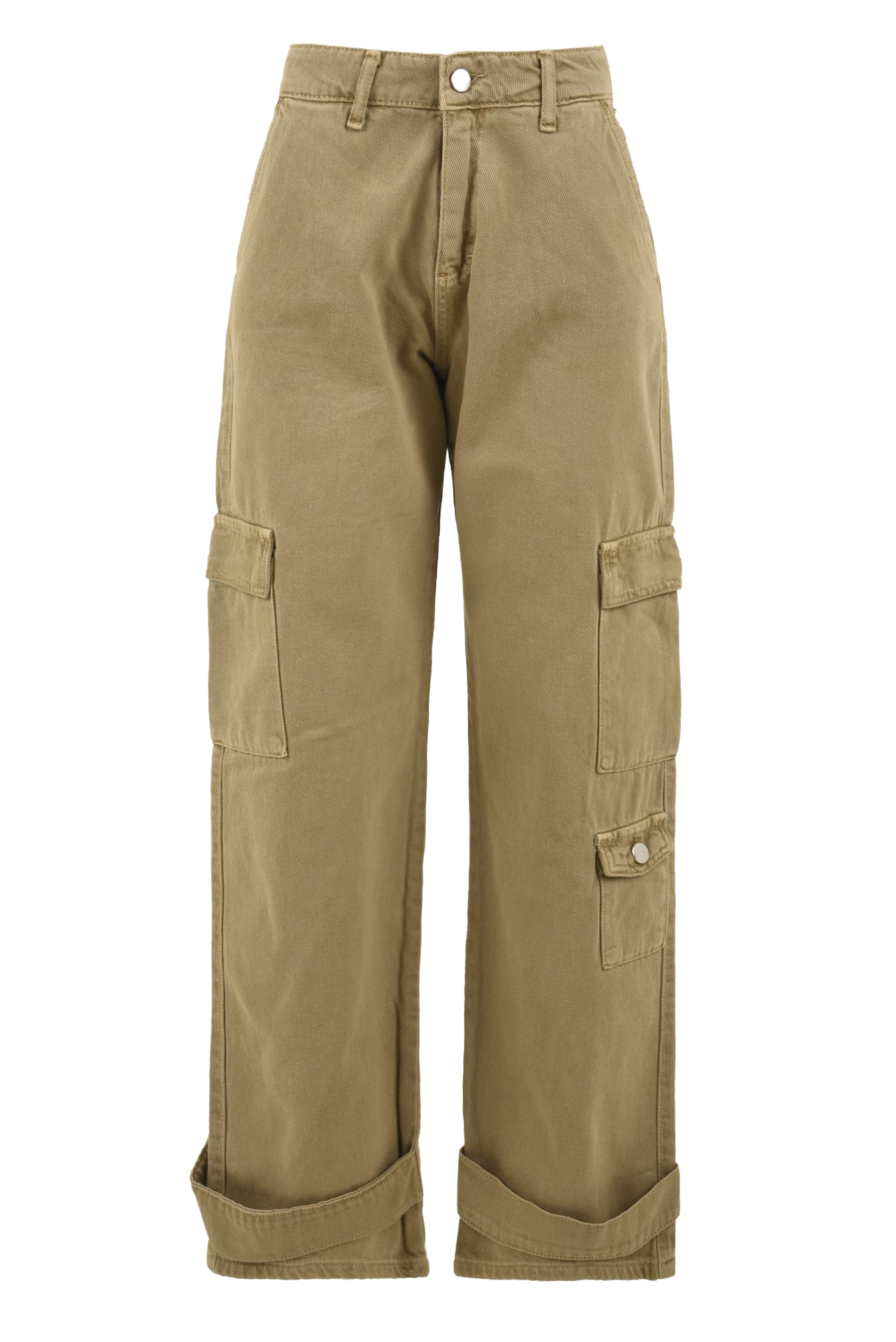 Pantalone donna con tasche cargo laterali in cotone