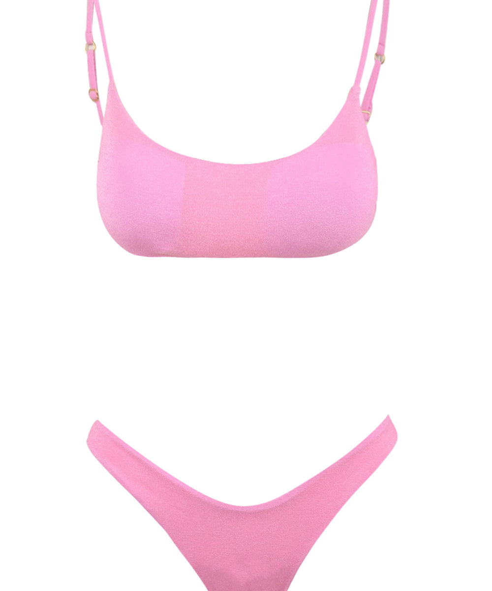 Costume Donna Dora in tessuto spugna rosa con bretelle