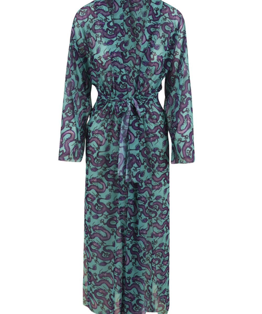 Kimono Donna Sara Drago verde con cintura