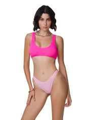 Costume donna Tooled rosa bicolore con top e slip fisso