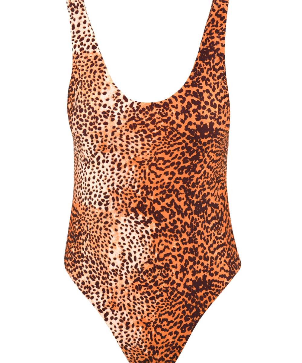 Costume donna intero con fantasia animalier con scollo profondo