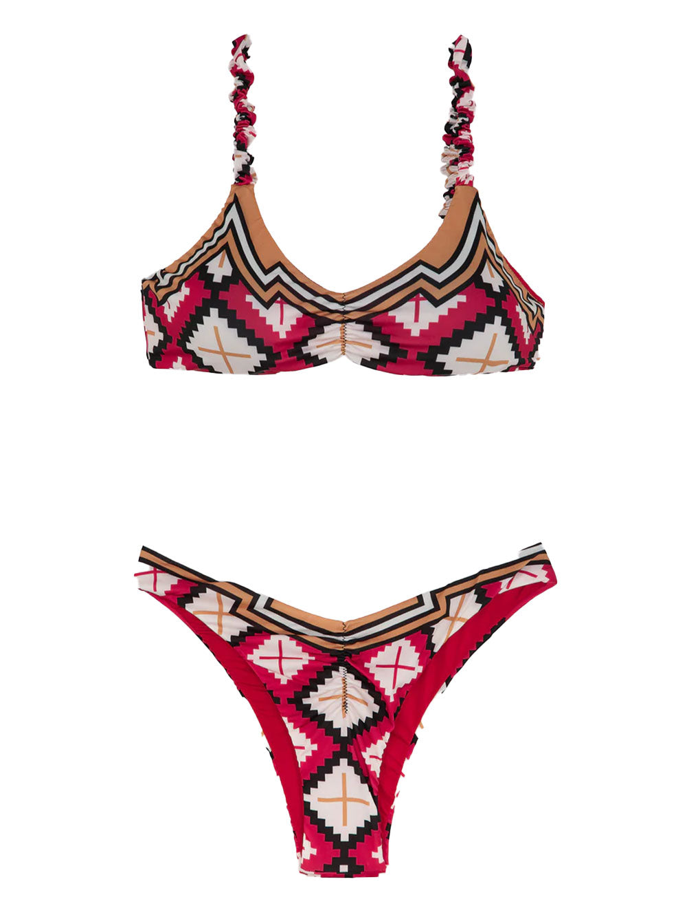 Costume donna bikini a fantasia multicolore con slip a V