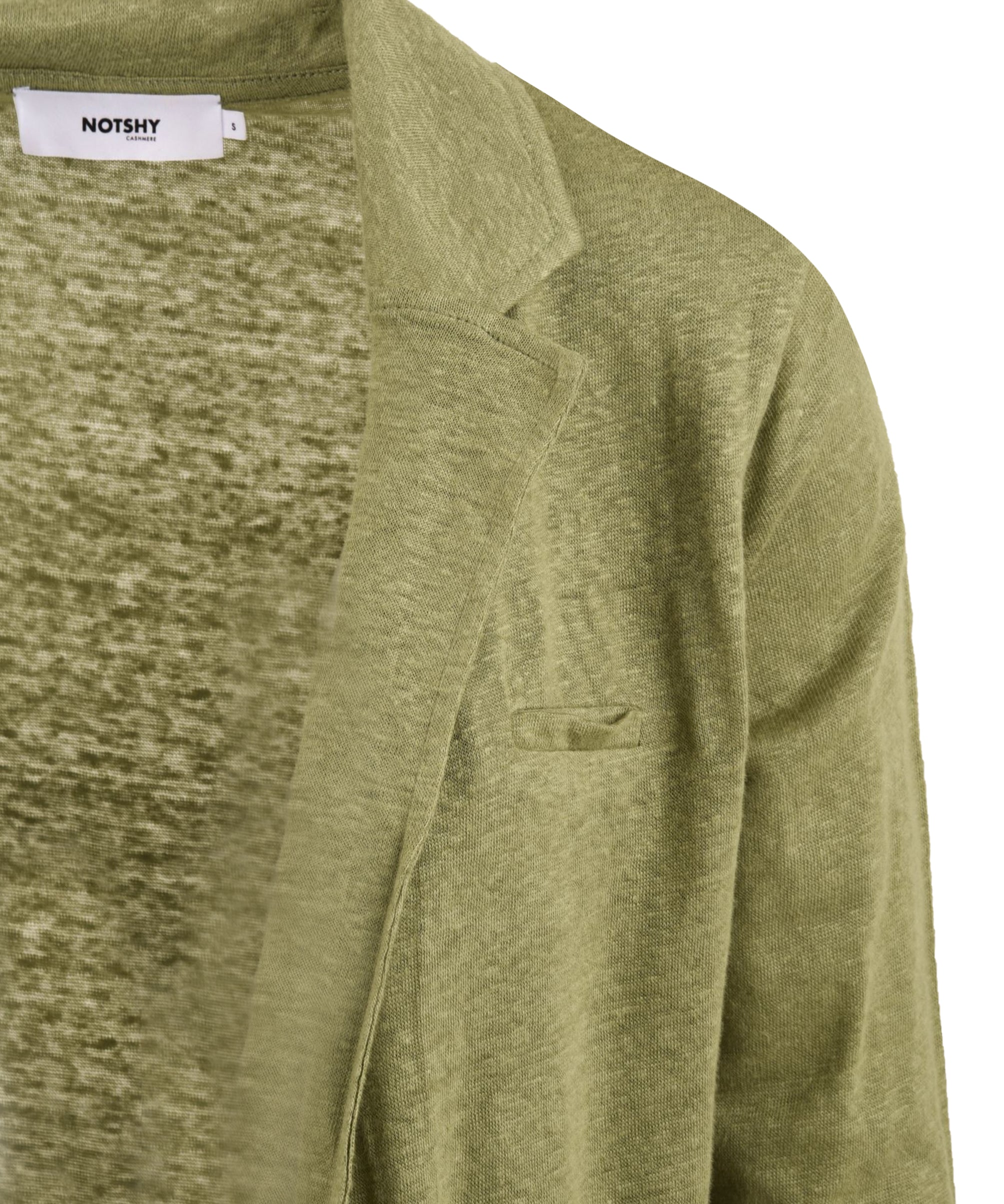 Cardigan donna in lino verde con tasche finte