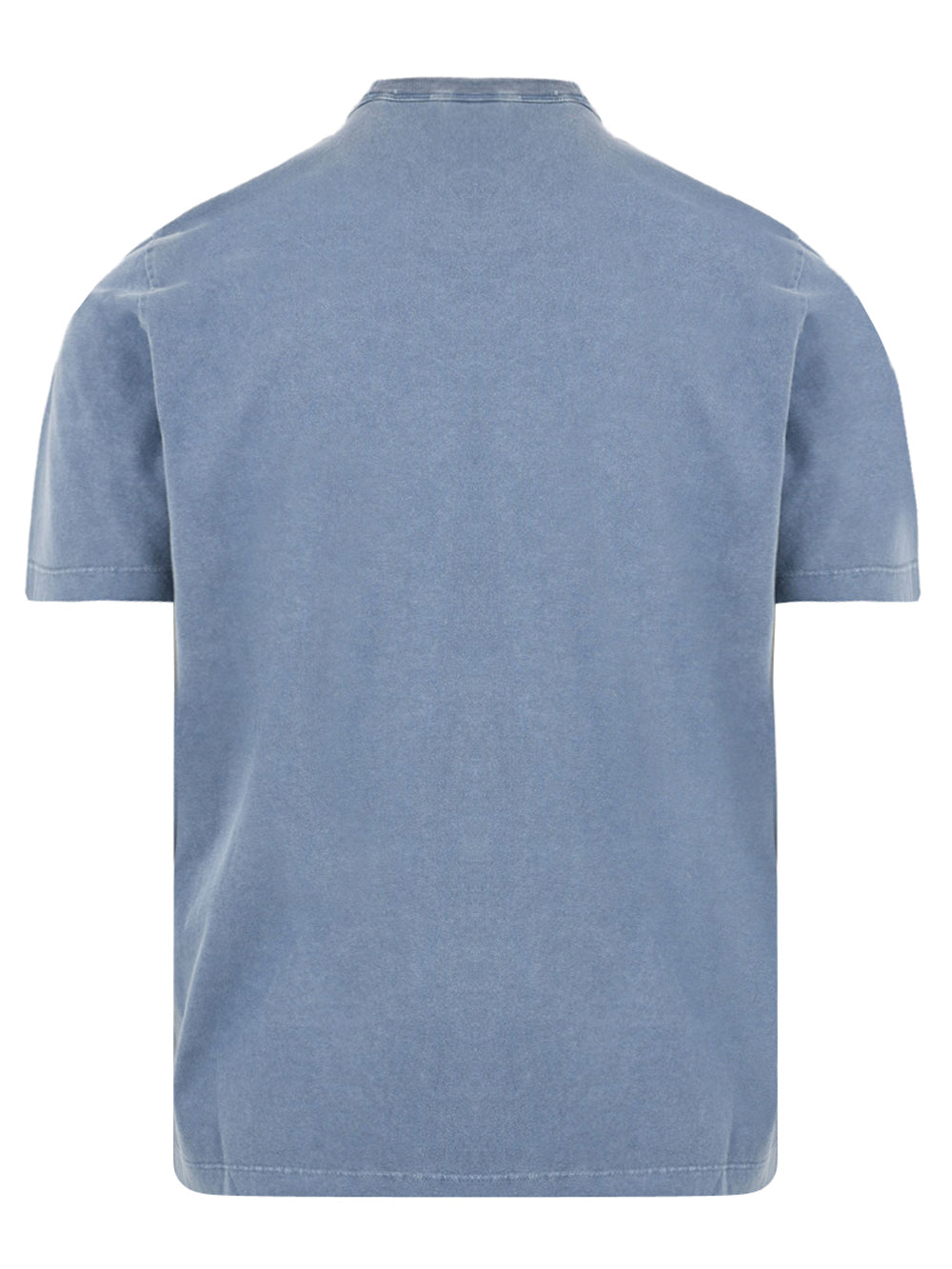 T-shirt uomo blu lavato in cotone con stampa a contrasto