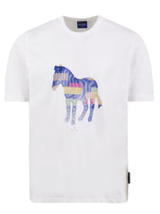 T-shirt uomo con stampa grafica bianca in cotone