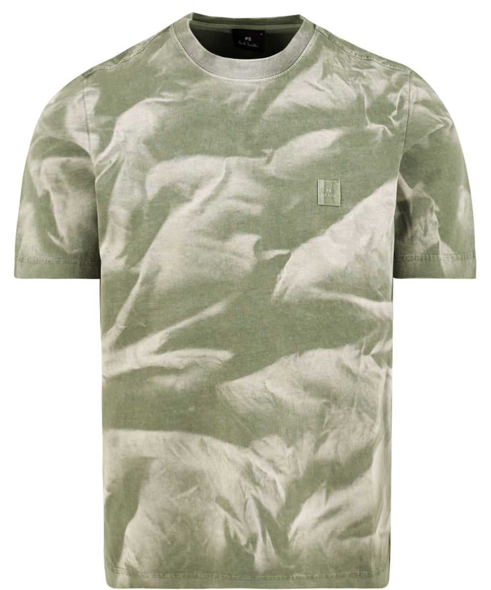 T-shirt uomo tie dye verde con logo in cotone