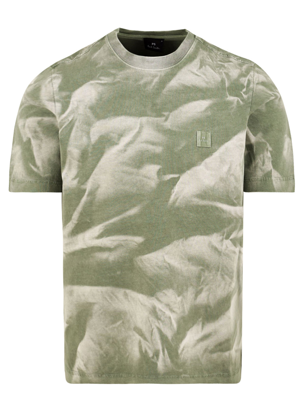 T-shirt uomo tie dye verde con logo in cotone