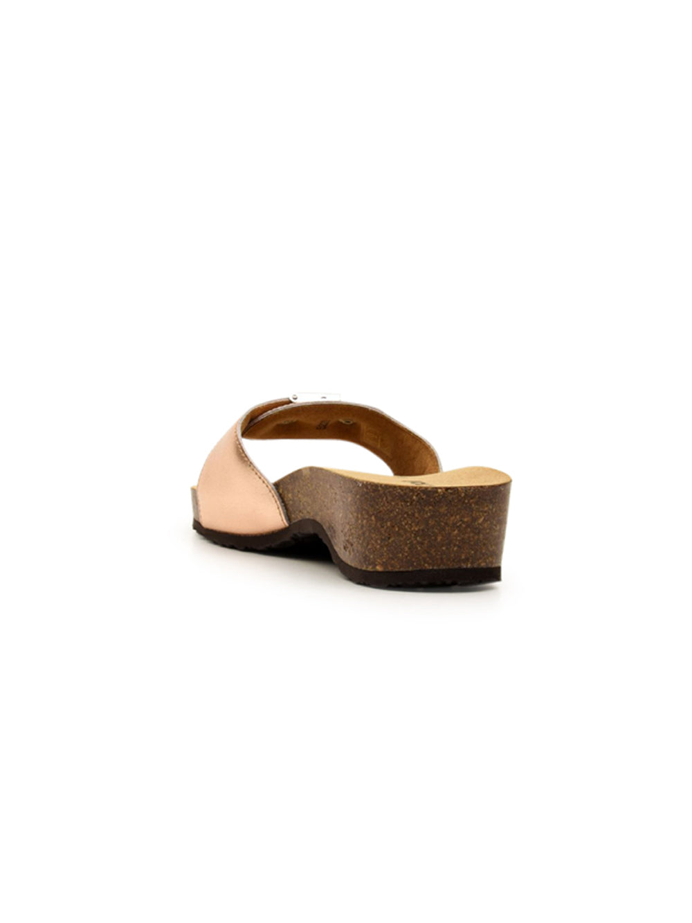 Zoccolo donna Pescura Heel Cork in pelle rosa metallizzato