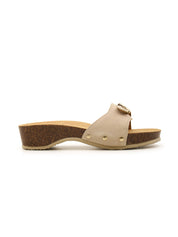 Zoccolo donna Pescura Heel Cork in pelle con fibbia