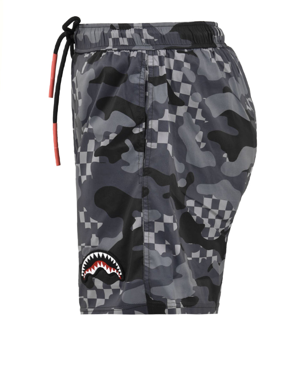 Costume uomo con stampa camouflage e logo laterale