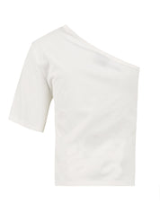 T-shirt bianca monospalla WOC Donna