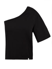 T-shirt nera monospalla Donna Woc