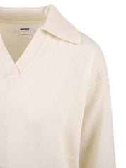 Maglione bianco da donna Polana, Not Shy, spalla